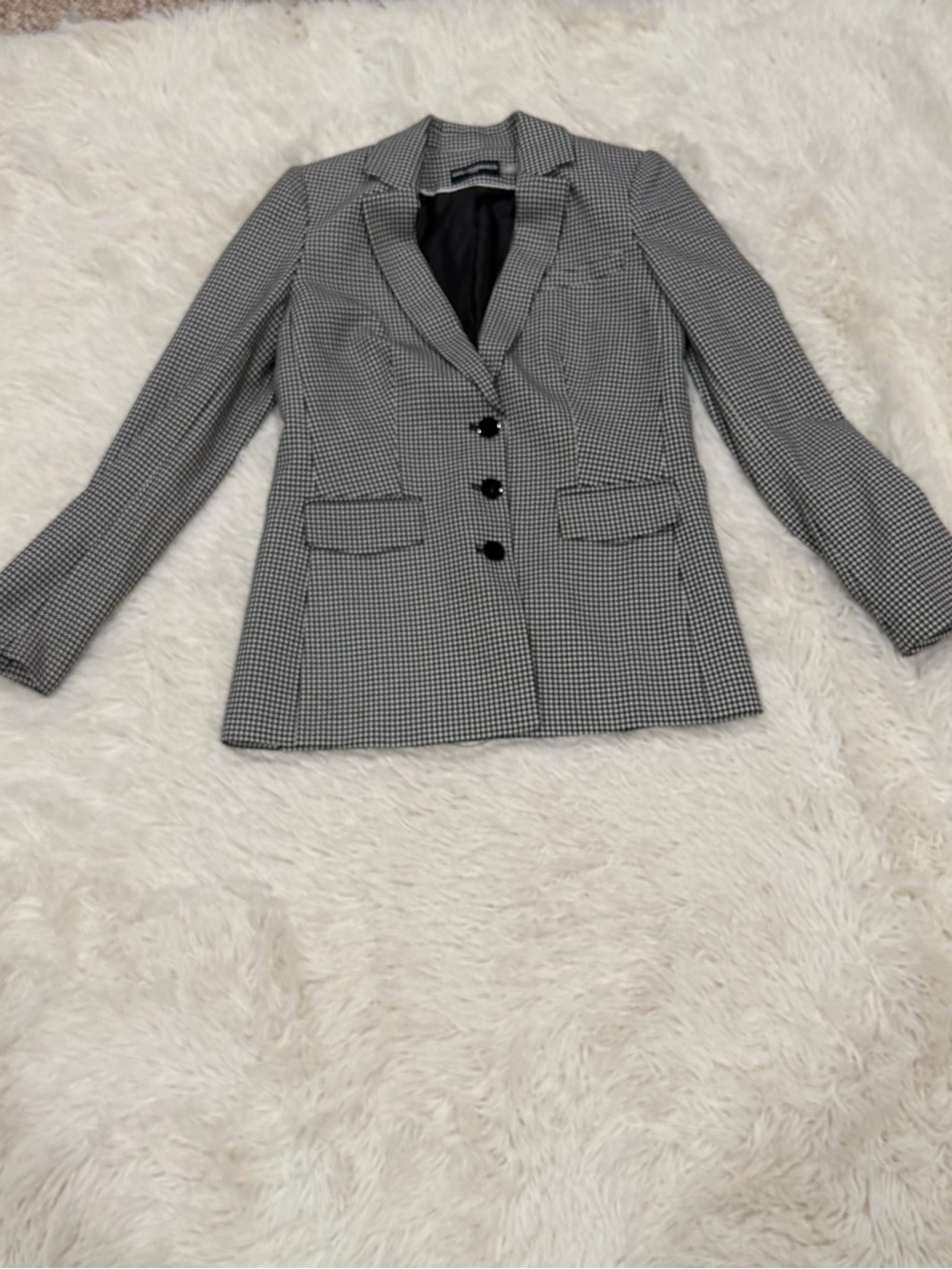 Karl Lagerfeld Black and White Houndstooth Blazer